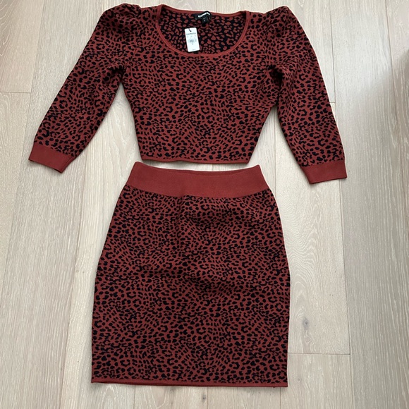 Express animal print sweater skirt set - Picture 1 of 8